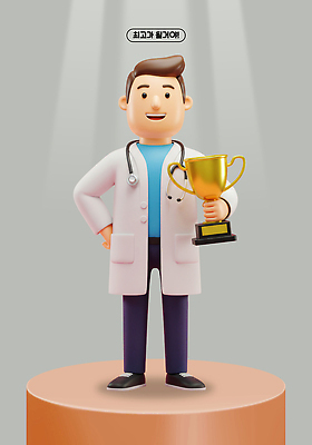 PSD 모델 편집이미지 캐릭터 디자인 포즈 의학 조명 표정 웃음 3D 의사 기둥 우승 자신감 만화 트로피 애니메이션 편집3D 건축 감정 의료진 최고 상_우승 디지털합성 파일형식