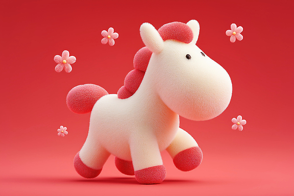 JPG 편집이미지 디자인 꽃 인형 컬러 백그라운드 인테리어 장난감 귀여움 말_동물 양모 상상력 생동감 소프트 창의성 편집3D AI컴퓨터그래픽 AI콘텐츠 식물 컨셉 포유류 3D 직물 파일형식