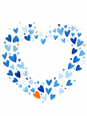 JPG 모양 디자인 행복 감정 물결 예술 컬러 일러스트 사랑 파란색 하트 표현 크기 심볼 개성 조화 뷰티풀 국내일러스트 AI일러스트 AI콘텐츠 파일형식