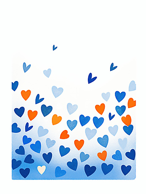 JPG 디자인 감정 예술 컬러 백그라운드 패턴 일러스트 사랑 파란색 평화 주황색 하트 감성 조화 뷰티풀 색채 창의성 국내일러스트 AI일러스트 AI콘텐츠 모양 컨셉 무늬 파일형식