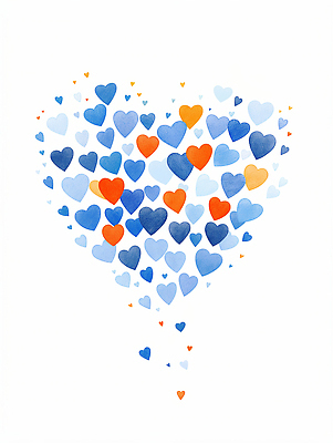 JPG 모양 디자인 감정 예술 상징 컬러 패턴 일러스트 수채화 따뜻함 사랑 물감 하트 표현 크기 작품 조화 창의성 창작 국내일러스트 AI일러스트 AI콘텐츠 무늬 미술 미술도구 파일형식