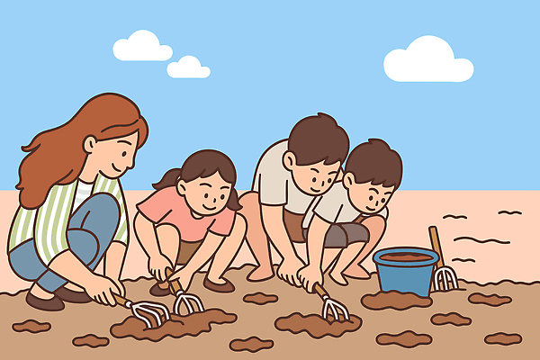 식물 교육 화분 어린이 농업 일러스트 가족 모션 자연 놀이 생명 엄마 협력 일상 정원 흙 삽 유기농 원예 국내일러스트 AI파일 웰빙 산업 관계 사람 취미 라이프 생태계 파일형식 벡터