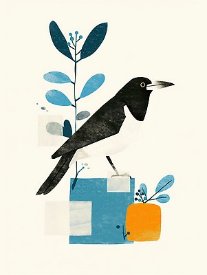 JPG 모양 식물 동물 디자인 예술 컬러 백그라운드 일러스트 자연 추상 그래픽 비행 표현 조화 까마귀 창의성 국내일러스트 AI일러스트 AI콘텐츠 무늬 조류 생태계 파일형식