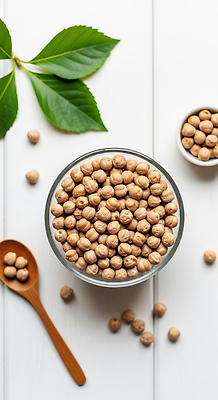 JPG 편집이미지 그릇 음식 채소 재료 자연 탁자 나뭇잎 디저트 건강 요리 식사 맛 병아리콩 편집실사 AI포토 AI콘텐츠 식기 가구 컨셉 잎 콩 CG 생태계 파일형식