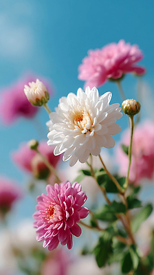 JPG 식물 편집이미지 꽃 분홍색 꽃밭 자연 생명 국화 풍경 여름 햇빛 봄 흰색 뷰티풀 색채 편집실사 AI포토 AI콘텐츠 계절 컬러 태양 CG 생태계 파일형식