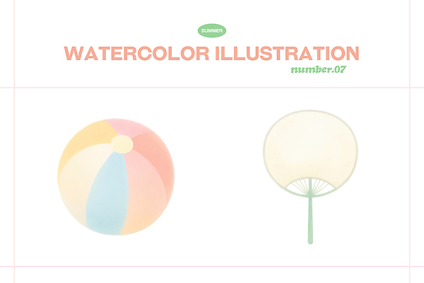 PSD 디자인 예술 컬러 일러스트 공 물놀이 수채화 풍경 취미 그래픽 여름 부채 더위 시원함 즐거움 그림 색감 생동감 창의력 국내일러스트 계절 감정 놀이 날씨 파일형식