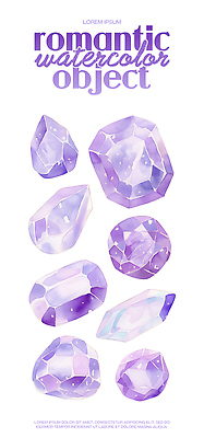 모양 PSD 디자인 예술 컬러 일러스트 자연 수채화 장식 빛 보라색 투명 크기 보석 그림 질감 작품 채색 뷰티풀 창의성 국내일러스트 미술 광석 생태계 파일형식