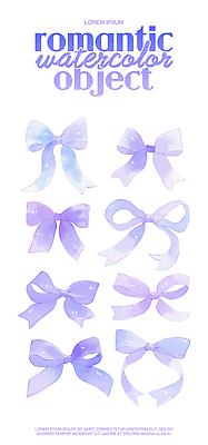 모양 PSD 디자인 리본 예술 컬러 패턴 일러스트 재료 수채화 장식 보라색 물감 배열 그림 부드러움 감성 창의력 미니멀 국내일러스트 컨셉 무늬 미술도구 감각 파일형식