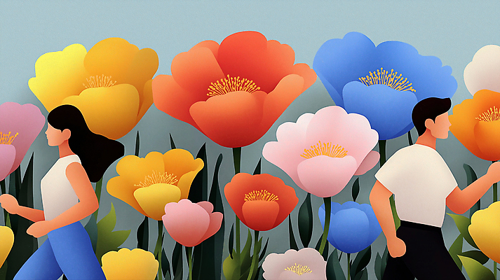 JPG 꽃 컬러 운동화 꽃밭 일러스트 자연 아침 건강 풍경 야외 생활 여름 청춘 조깅 운동 활발 즐거움 소통 뷰티풀 국내일러스트 AI일러스트 AI콘텐츠 주간 식물 계절 감정 신발 컨셉 생태계 파일형식