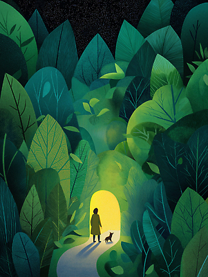 JPG 식물 동물 길 일러스트 자연 소녀 초록색 빛 문 평화 꿈 도전 개 숲 편안함 신비 순간 오후 경관 국내일러스트 AI일러스트 AI콘텐츠 여자 어린이 컬러 컨셉 포유류 풍경 감각 생태계 파일형식