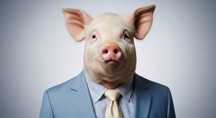 JPG 편집이미지 패션 얼굴 예술 백그라운드 넥타이 사람 정장 표현 돼지 유머 상상력 스타일 편집실사 AI인물포토 AI콘텐츠 잡화 옷 감정 포유류 신체부위 CG 파일형식 AI포토