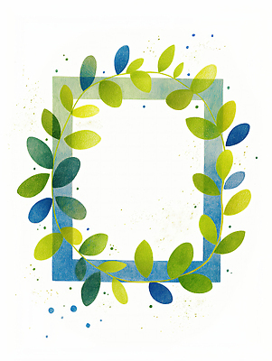 JPG 모양 식물 디자인 예술 컬러 백그라운드 잎 일러스트 자연 수채화 프레임 그래픽 장식 초록색 파란색 그림 뷰티풀 국내일러스트 AI일러스트 AI콘텐츠 생태계 파일형식