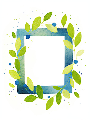 JPG 식물 디자인 예술 컬러 잎 일러스트 자연 추상 수채화 프레임 장식 초록색 파란색 원형 테두리 감성 조화 뷰티풀 상상력 색채 국내일러스트 AI일러스트 AI콘텐츠 도형 컨셉 무늬 생태계 파일형식