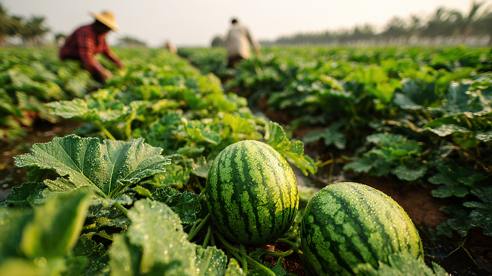 JPG 편집이미지 농업 과일 수박 초록색 여름 농작물 햇빛 농장 수확 농촌 농부 수박밭 편집실사 AI포토 AI콘텐츠 직업 계절 산업 컬러 밭 태양 시골 CG 파일형식
