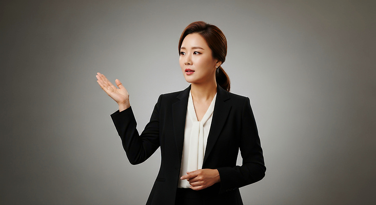 JPG 편집이미지 손 여자 백그라운드 비즈니스 표정 정장 자신감 발표 군중 강의 모던 소통 리더쉽 전문 의료성형뷰티 세련 편집실사 AI인물포토 AI콘텐츠 옷 감정 컨셉 사람 신체부위 CG 파일형식 AI포토