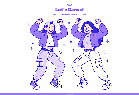 캐릭터 음악 포즈 스티커 일러스트 모션 놀이 두명 청춘 표현 춤 즐거움 흰배경 그림 스타일 일러캐릭터 AI파일 감정 백그라운드 컨셉 문화예술 사람 흰색 파일형식 벡터