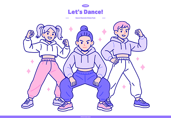캐릭터 패션 상징 포즈 일러스트 모션 표정 캐주얼 친구 운동복 청춘 운동 유행 표현 춤 즐거움 스타일 일러캐릭터 AI파일 옷 감정 컨셉 관계 문화예술 건강 파일형식 벡터