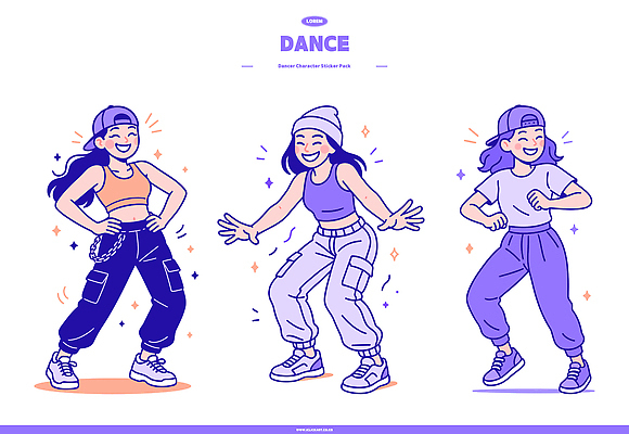 캐릭터 여자 패션 감정 예술 포즈 일러스트 모션 표정 캐주얼 운동 유행 표현 춤 즐거움 그림 스타일 국내일러스트 일러캐릭터 AI파일 옷 문화예술 건강 사람 파일형식 벡터