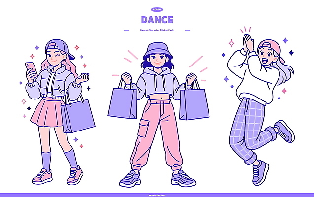 캐릭터 모자 디자인 여자 패션 감정 포즈 운동화 가방 일러스트 쇼핑 치마 컬러풀 즐거움 모던 애니메이션 스타일 국내일러스트 일러캐릭터 AI파일 잡화 컬러 신발 하의 사람 파일형식 벡터