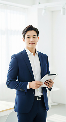 JPG 편집이미지 남자 컬러 밝음 정장 태블릿 사무실 과학기술 업무 직장인 자신감 속옷 회의실 모던 의료성형뷰티 편집실사 AI인물포토 AI콘텐츠 직업 옷 감정 비즈니스 기술 사람 전자제품 스마트기기 작업 CG 파일형식 AI포토