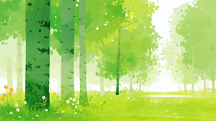 JPG 나무 식물 공원 꽃 일러스트 자연 생명 풍경 잔디 초록색 여름 평화 환경 고요 산책 산책로 신선 숲속 숲 조화 국내일러스트 AI일러스트 AI콘텐츠 계절 공공시설 길 컬러 컨셉 휴식 생태계 파일형식