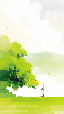 JPG 나무 여유 일러스트 요가 자연 건강 한명 초원 초록색 운동 햇빛 평화 봄 자유 명상 힐링 뷰티풀 국내일러스트 AI일러스트 AI콘텐츠 식물 1 웰빙 계절 감정 컬러 컨셉 사람 태양 생태계 파일형식