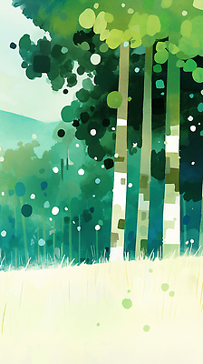 JPG 나무 식물 컬러 일러스트 자연 생명 아침 바람 풍경 초록색 평화 고요 풀 숲 시원함 명상 생태계 힐링 조화 뷰티풀 국내일러스트 AI일러스트 AI콘텐츠 주간 자연요소 컨셉 날씨 파일형식