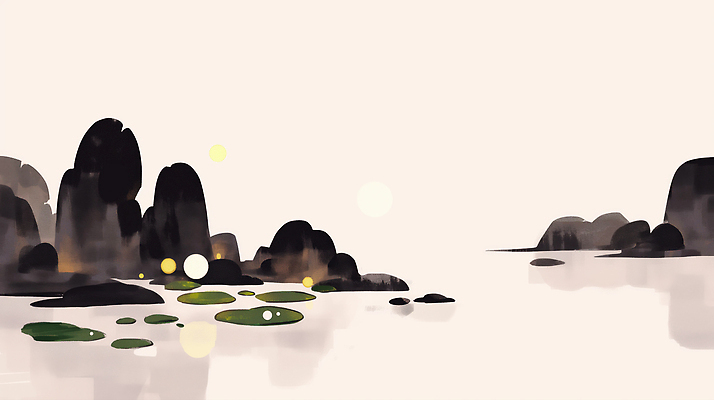 JPG 모양 호수 여유 컬러 일러스트 자연 아침 풍경 물 반사 평화 환경 고요 바위 명상 부드러움 조화 뷰티풀 순간 국내일러스트 AI일러스트 AI콘텐츠 주간 자연요소 감정 컨셉 돌_바위 감각 생태계 파일형식