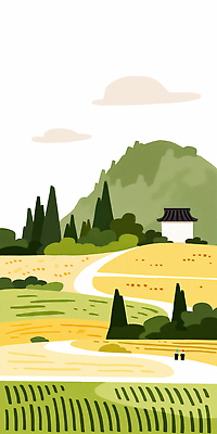 JPG 구름 전통 계절 여행 일러스트 자연 하늘 주택 한국 풍경 초원 초록색 평화 고요 산책 탐험 농촌 시골 언덕 국내일러스트 AI일러스트 AI콘텐츠 자연요소 아시아 컬러 컨셉 휴식 건물 생태계 파일형식