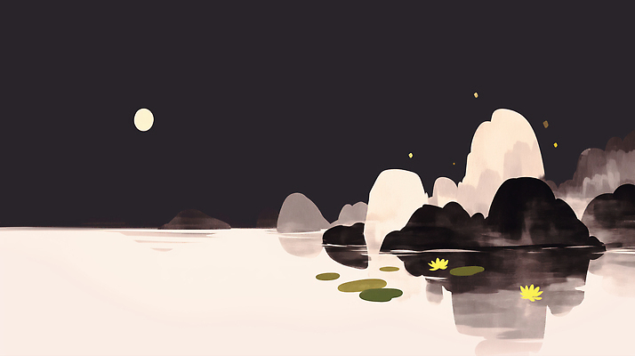 JPG 구름 별 여유 바다 일러스트 자연 조명 미소 풍경 세로 반사 평화 어둠 고요 달 수면 연습 그림 차분 국내일러스트 AI일러스트 AI콘텐츠 자연요소 감정 컨셉 표정 물 생태계 파일형식