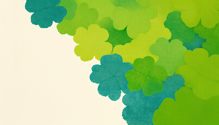 JPG 식물 디자인 감정 예술 컬러 백그라운드 잎 패턴 일러스트 자연 초록색 감각 클로버 심플 부드러움 화사함 조화 뷰티풀 국내일러스트 AI일러스트 AI콘텐츠 컨셉 무늬 생태계 파일형식