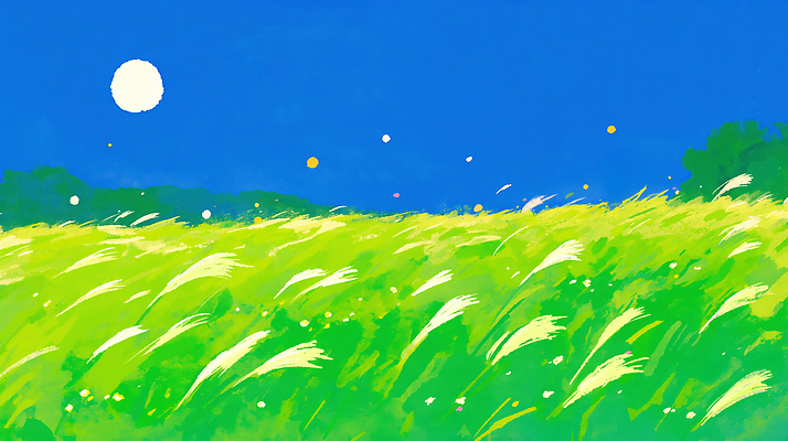 JPG 꽃 야경 일러스트 자연 하늘 바람 풍경 초원 평화 신선 풀 달빛 그림 뷰티풀 여름밤 국내일러스트 AI일러스트 AI콘텐츠 자연요소 식물 컨셉 날씨 여름 달 야간 생태계 파일형식 풍경_경치