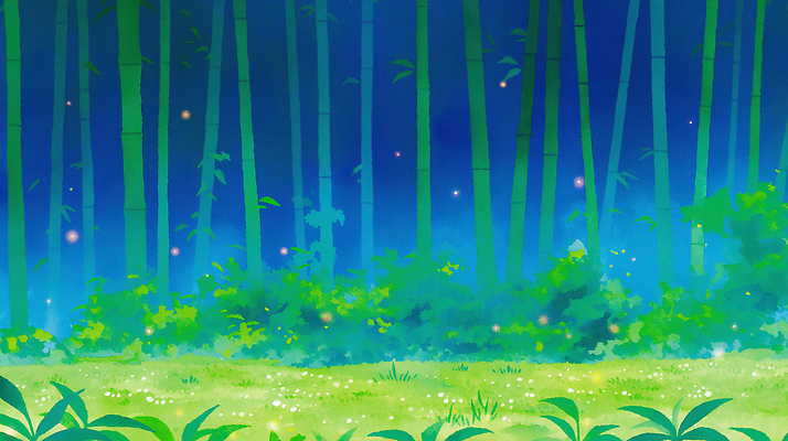 JPG 일러스트 자연 생명 풍경 초원 빛 평화 환경 일몰 숲 신비 대나무 그림 조용 조화 여름밤 국내일러스트 AI일러스트 AI콘텐츠 나무 컨셉 여름 노을 야간 생태계 파일형식
