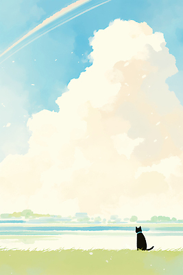 JPG 동물 바다 일러스트 자연 하늘 앉기 풍경 일상 반려동물 환경 고양이 고요 관찰 흰구름 뷰티풀 주시 국내일러스트 펫로스증후군 반려동물장례 AI일러스트 AI콘텐츠 포유류 모션 라이프 질병 생태계 장례 파일형식 구름_자연