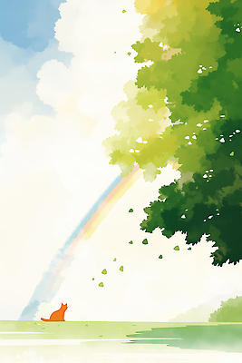 JPG 나무 동물 구름 감정 컬러 무지개 일러스트 자연 놀이 하늘 풍경 파란색 반려동물 햇빛 노란색 고양이 소리 숲 장면 조화 뷰티풀 차분 국내일러스트 펫로스증후군 반려동물장례 AI일러스트 AI콘텐츠 자연요소 식물 컨셉 포유류 태양 질병 생태계 장례 파일형식