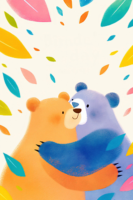 JPG 동물 캐릭터 행복 감정 컬러 일러스트 곰 포옹 자연 나뭇잎 따뜻함 사랑 친구 표현 보호 그림 화합 동심 일러캐릭터 AI일러스트 AI콘텐츠 컨셉 잎 포유류 관계 안기 생태계 파일형식