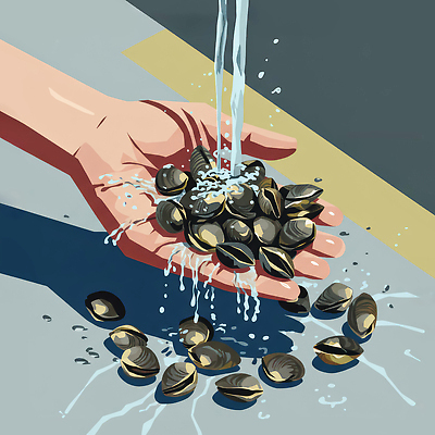 JPG 손 음식 바다 일러스트 재료 자연 조개 요리 사람 해변 물 여름 청결 수확 바위 체험 씻기 해산물 장면 국내일러스트 AI일러스트 AI콘텐츠 자연요소 계절 컨셉 농업 어패류 신체부위 돌_바위 위생 생태계 파일형식