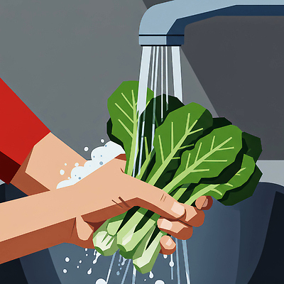JPG 손 음식 채소 일러스트 가정 건강 요리 일상 생활 물 농작물 주방 식사 청결 신선 씻기 세척 싱크대 준비 국내일러스트 AI일러스트 AI콘텐츠 자연요소 농업 3 라이프 신체부위 위생 개수대 파일형식