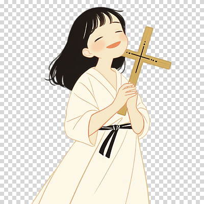 편집이미지 긴머리 드레스 옷 행복 감정 종교 십자가 자연 표정 웃음 소녀 희망 기쁨 PNG 검정리본 헤어스타일 여자 리본 어린이 생태계 파일형식