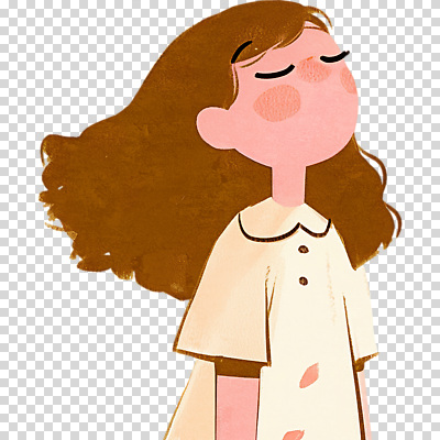 편집이미지 캐릭터 외관 감정 어린이 자연 바람 소녀 눈감음 고요 부드러움 애니메이션 PNG 자연요소 여자 모션 날씨 사람 감각 생태계 파일형식