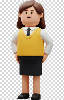 뷰포인트 컬러 외투 파일형식 캐릭터 모델 조끼 옷 앞모습 사람 디자인 스타일 노란색 검은색 표정 포즈 편집이미지 PNG