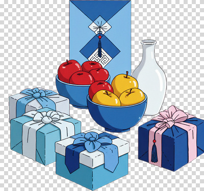 편집이미지 전통 음식 백그라운드 과일 술병 선물 장식 파란색 상자 설날 사과 PNG 꾸밈 명절 컬러 병_용기 주류 파일형식