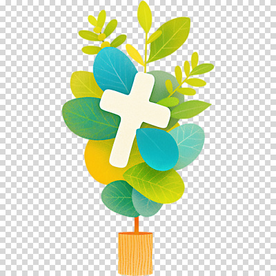 식물 편집이미지 디자인 종교 화분 상징 컬러 십자가 잎 자연 장식 인테리어 평화 기독교인 친환경 조화 PNG 기독교 컨셉 환경 생태계 파일형식
