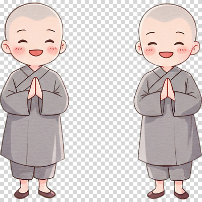 전통 감정 컨셉 표정 손짓 성직자 파일형식 합장 웃음 전통의상 애니메이션 캐릭터 승려 귀여움 평화 미소 문화 수행 행복 기도 편집이미지 PNG