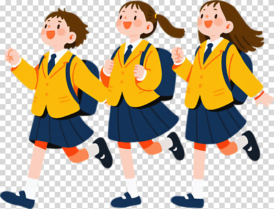 편집이미지 학생 교복 어린이 유니폼 배낭 학교 달리기 즐거움 장면 PNG 떠남 밝은색 옷 교육 감정 가방 모션 사람 파일형식