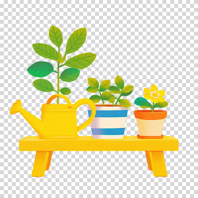 식물 편집이미지 꽃 화분 자연 선반 장식 초록색 인테리어 노란색 물뿌리개 원예 화사함 PNG 디자인 컬러 가구 컨셉 취미 생태계 파일형식