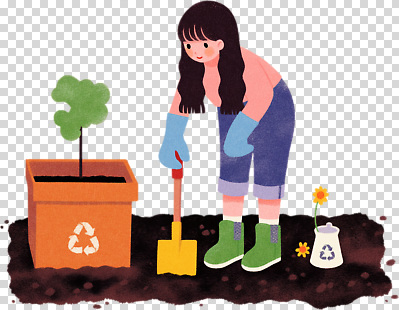 식물 편집이미지 꽃 어린이 컬러 모션 자연 환경 정원 흙 재활용 삽 정원가꾸기 PNG 식물심기 사람 친환경 생태계 원예 심기 파일형식