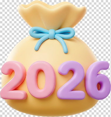 편집이미지 디자인 상징 분홍색 컬러 새해 기념 파란색 숫자 주황색 축하 주머니 시작 조화 PNG 2026년 문자 컨셉 연도 파일형식