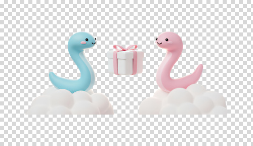 구름 편집이미지 캐릭터 디자인 분홍색 선물 장식 파란색 친구 귀여움 기쁨 축하 뱀 파스텔 애니메이션 PNG 자연요소 감정 컬러 컨셉 관계 파충류 학용품 파일형식