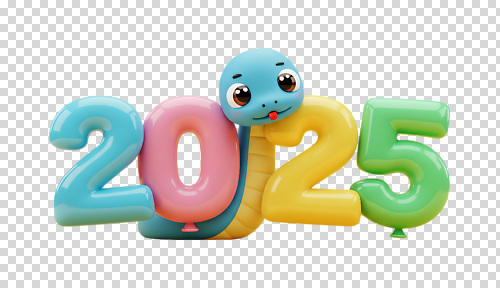 모양 편집이미지 디자인 컬러 기념 아이디어 장식 컬러풀 숫자 파티 귀여움 축하 뱀 PNG 생동감 2025년 문자 컨셉 파충류 이벤트 연도 파일형식